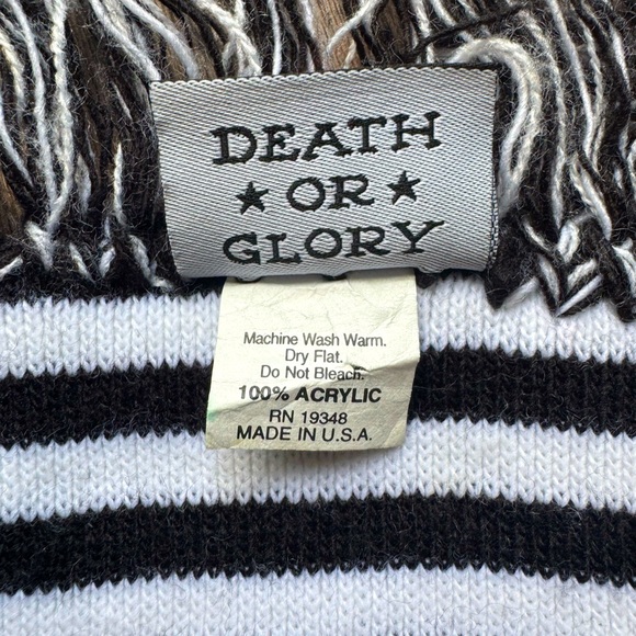 Sailor Jerry Embroidered Black and White Striped Scarf Death Or Glory - Picture 6 of 6